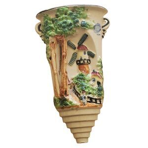 Vintage Wall Pocket Japan Windmill 6.5" tall READ
